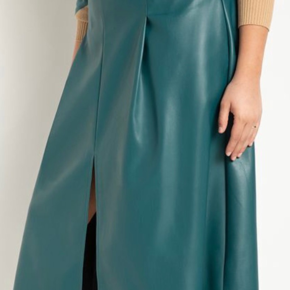 A-Line Faux leather skirt with pockets.